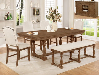 Regent 6 Piece Dining Set in Warm Brown and Beige