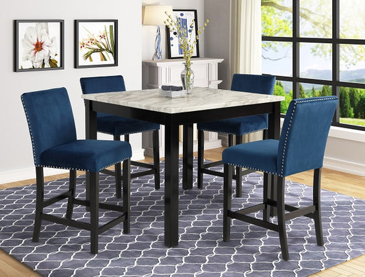 Lennon 5 Piece Counter Height Dining Set in Royal Blue