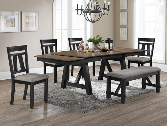 2158WC Maribelle 6 Piece Dining Set - Charcoal and Wheat