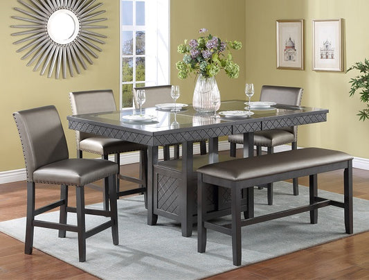 Bankston 6 Piece Counter Height Dining Set in Zinc Finish