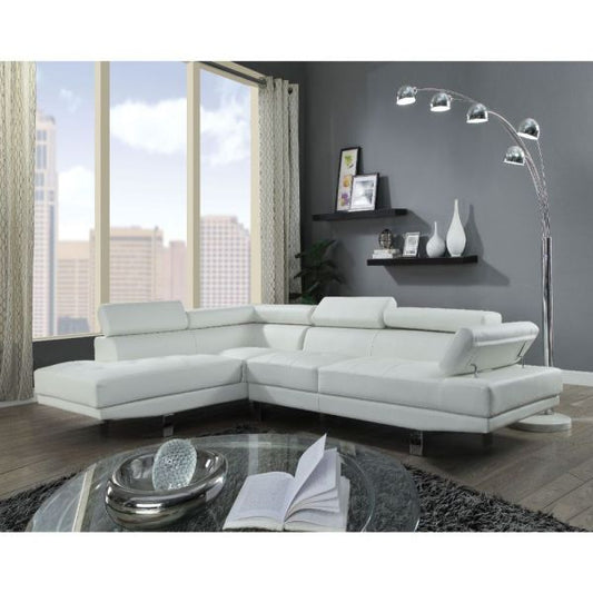 Connor Sectional with Adjustable Headrests - White