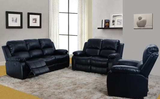 Sawyer Black Leather Air Reclining Set - All 3 Pieces