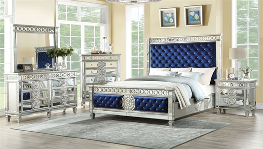 Varian 5 Piece Bedroom Set in Silver Finish