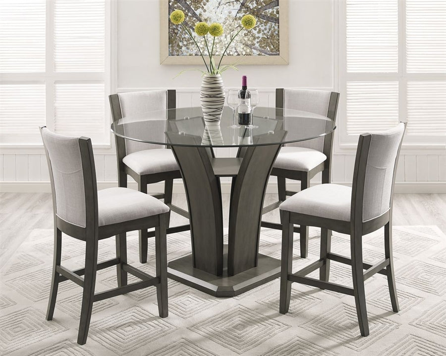 Camelia 5 Piece Counter Height Dining Set in Grey Finish