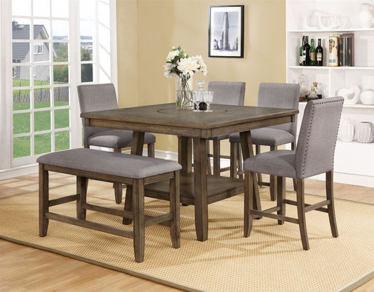 Manning 6 Piece Counter Height Dining Set in Brown/Grey