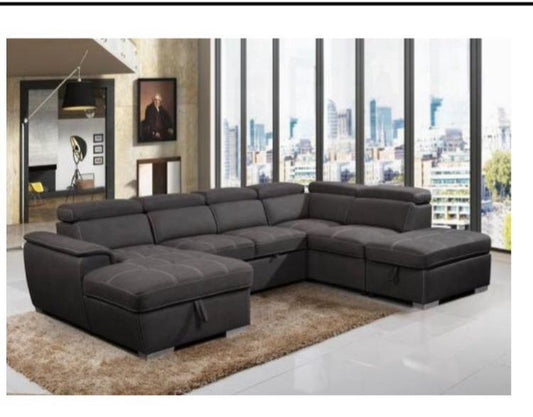 Nyia Pull-out Sleeper Sectional with Storage Ottoman