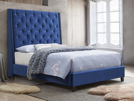 Chantilly Royal Blue Queen Upholstered Bedframe